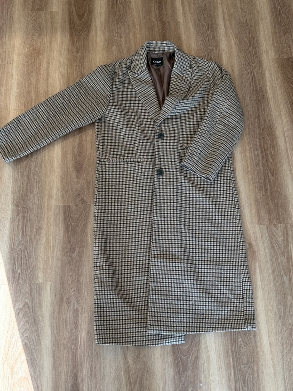 ONLY Women’s Houndstooth Pea Coat - Black & White